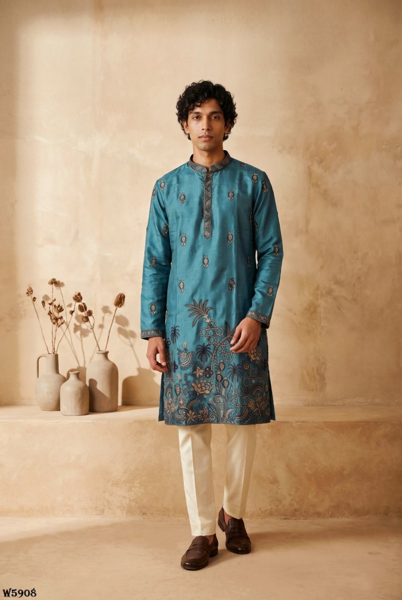 Outluk Wedding Vol 59 Silk Mens Kurta With Pajama 